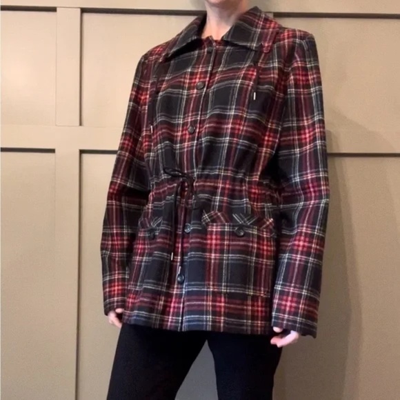 Pendleton 100% Virgin Wool Tartan Plaid Coat Button Front Jacket Size Large - Picture 3 of 13